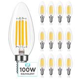 Luxrite Vintage Candle LED Bulb 100W Equivalent, 800 Lumens, 3500K Natural White, 7W, Dimmable, UL Listed, E12 12 Pack