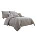 9 Piece Queen Cotton Comforter Set with Textured Floral Print, Gray