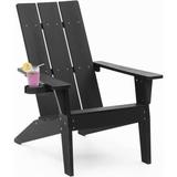 WINSOON All Weather HIPS Outdoor Adirondack Chairs with Cup-Holder Patio Chairs Set of 6