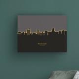 Ebern Designs Madison Wisconsin Skyline Glow II by Michael Tompsett - Wrapped Canvas Graphic Art Canvas, in Black/Gray | Wayfair