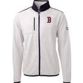 Men's Cutter & Buck White/Navy Boston Red Sox Cascade Eco Sherpa Fleece Full-Zip Jacket