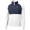 Men's Cutter & Buck White/Navy Washington Nationals Adapt Eco Knit Hybrid Recycled Quarter-Zip Pullover Jacket