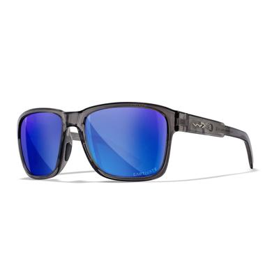 Wiley X WX Trek Sunglasses Gloss Crystal Dark Grey Frame Captivate Polarized Blue Mirror Lens AC6TRK09