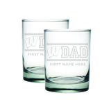 Wisconsin Badgers Two-Pack 14oz. Personalized Dad Etched Rocks Glass