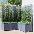 vidaXL Garden Planter with Trellis Dark Grey 120x120x136 cm PP