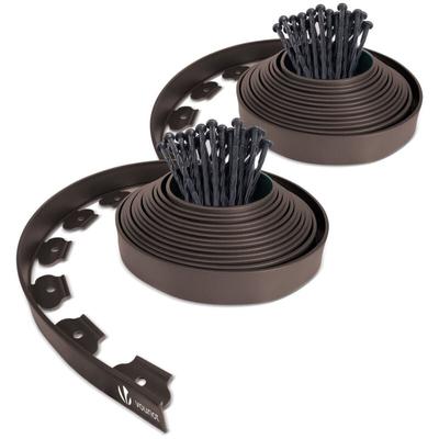 Vounot - Flexible Rasenkante Beeteinfassungen Kunststoff, mit 60 Erdanker, Länge 20m Höhe 5cm, Braun Image