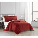 NY&C Home Wafa 3 Piece Velvet Shell With Diamond Stitched Design Quilt Set