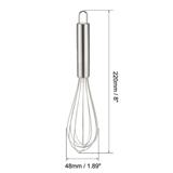 Balloon Wire Whisk 8-inch Stainless Steel for Blending, Whisking, Beating - Silver Tone