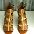 Jessica Simpson Shoes | Jessica Simpson Wedge Strap Heels | Color: Gold/Tan | Size: 9