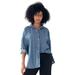 Plus Size Women's Oversized Button-Front Denim Shirt by ellos in Medium Stonewash (Size 18/20)