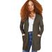 Plus Size Women's Long Boyfriend Cardigan With Tortoise Buttons by ellos in Deep Olive (Size 26/28)