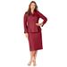 Plus Size Women's Two-Piece Skirt Suit with Shawl-Collar Jacket by Roaman's in Rich Burgundy (Size 44 W)