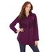 Plus Size Women's Fringe Big Shirt by Roaman's in Dark Berry (Size 44 W)