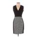 Akris Punto Casual Dress - Sheath V Neck Sleeveless: Black Color Block Dresses - Women's Size 2