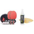 JOOLA Tischtennis Set Duo Carbon 2 Tischtennisschläger + 3 Tischtennisbälle + Tischtennishülle, rot/schwarz, 6-teilig & Tischtennis Reinigungsset PRO, transparent, 125ml