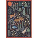 Black 60 x 60 x 0.25 in Area Rug - Rifle Paper Co. x Loloi Menagerie MEN-01 Les Fauves Area Rug Polyester | 60 H x 60 W x 0.25 D in | Wayfair