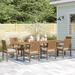 Dovecove Pollmann 9 Piece Outdoor Patio Teak Dining Set Wood/Teak in Brown/White | 30.5 H x 70.5 W x 39.5 D in | Wayfair