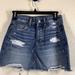 American Eagle Outfitters Skirts | American Eagle Denim Jean Mini Skirt Blue Ripped Size 0 | Color: Blue | Size: 0