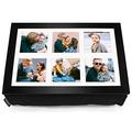 Pixly® Personalised Custom Collage Photo Cushioned Lap Tray Lap Top Serving Cushion with Bean Bag | Black Finish Flat Frame (Black (Layout 2))