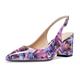 Castamere Women Mid Chunky Block Heel Pointed Toe Slingback Pumps Court Shoe Slip-on Cute Dress Ankle Strap Sandals 6.5 CM Heels Purple Multicolor 6 UK