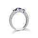 Handmade Ladies Hallmarked Sterling 925 Solid Silver 3 Stone Tanzanite and White Sapphire Eternity Ring (O)