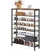 8-stöckiges Schuhregal, Schuhschrank hoch, Große schmal Schuhablage, Flache und kippbare, 100 x 30