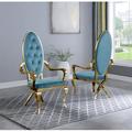 Best Quality Furniture Tufted Velvet King Louis Back Arm Chair Wood/Upholstered/Velvet in Blue/Yellow | 51 H x 23.5 D in | Wayfair SC88