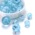 10 pièces collier pendentif boule ronde en résine transparente Chic ciel bleu nuages oiseaux charmes