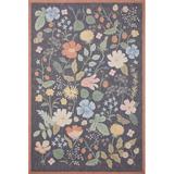 Black 90 x 60 x 0.13 in Area Rug - Rifle Paper Co. x Loloi Cotswolds COT-01 Strawberry Fields Rug Polyester/Cotton | 90 H x 60 W x 0.13 D in | Wayfair