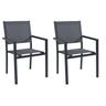 Abruzzo set due sedie impilabili 56x60x90 cm in alluminio antracite con braccioli