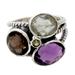 Color Diversity,'Dramatic Silver Cocktail Ring with 10.5 Gemstone Carats'