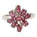 Unfurling Flower,'Handmade Garnet and Sterling Silver Cocktail Ring'