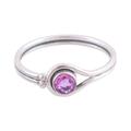 Lassoed Lilac,'Rhodium Plated Amethyst Cocktail Ring from India'