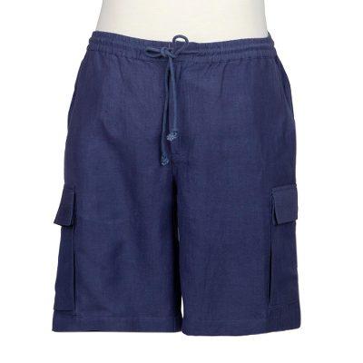 Spring Cool in Navy,'Men's Navy Linen-Blend Cargo Shorts'