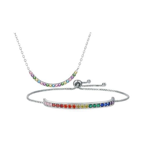 Halskette und/oder Armband mit Swarovski®-Kristallen: Regenbogen-Halskette + Regenbogen-Armband / 2