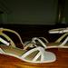 Michael Kors Shoes | Michael Kors Sandals With Gold Trim Heel Size 7 | Color: Cream | Size: 7