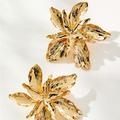 Anthropologie Jewelry | New ~ Anthropologie Oversized Flower Earrings | Color: Gold | Size: Os