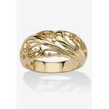 Women's Yellow Gold-Plated Sterling Silver Swirling Cutout Dome Ring Jewelry by PalmBeach Jewelry in Gold (Size 6)