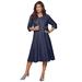 Plus Size Women's Fit-And-Flare Jacket Dress by Roaman's in Navy (Size 20 W)