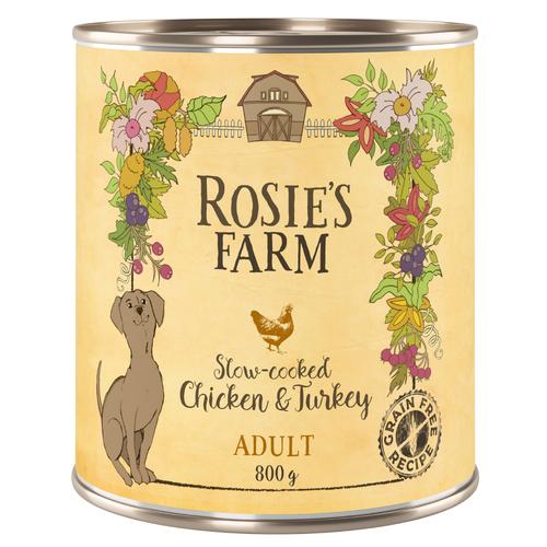 24x800g Huhn & Truthahn - Rosie's Farm Adult Hundenassfutter