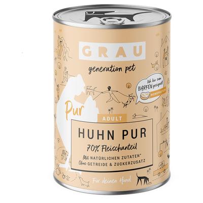 24x 400g GRAU Hundefutter Huhn Pur mit Leinöl Hundefutter nass