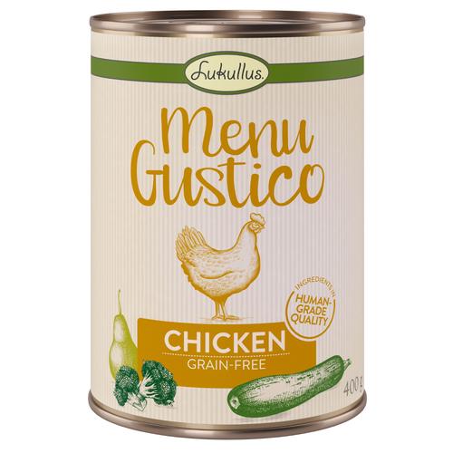 6x400g Lukullus Menu Gustico Huhn+Brokkoli+Zucchini+Birne Katzenfutter