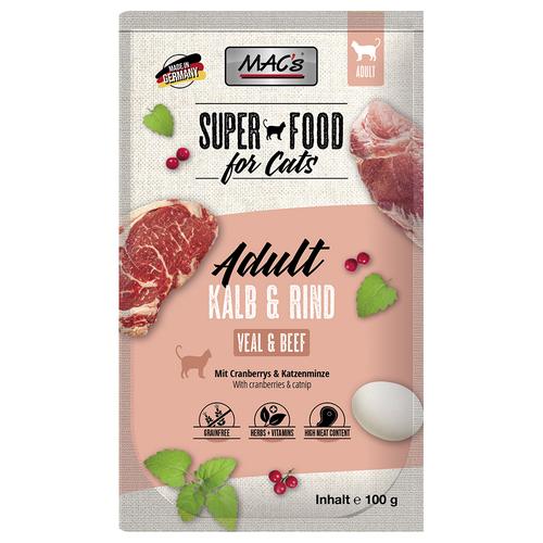 24x 100g MAC´s Cat Pouch Kalb & Rind Katzenfutter nass