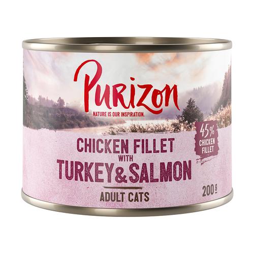 12x 200g Purizon Adult Hühnerfilet mit Pute & Lachs getreidefreies Katzen Nassfutter
