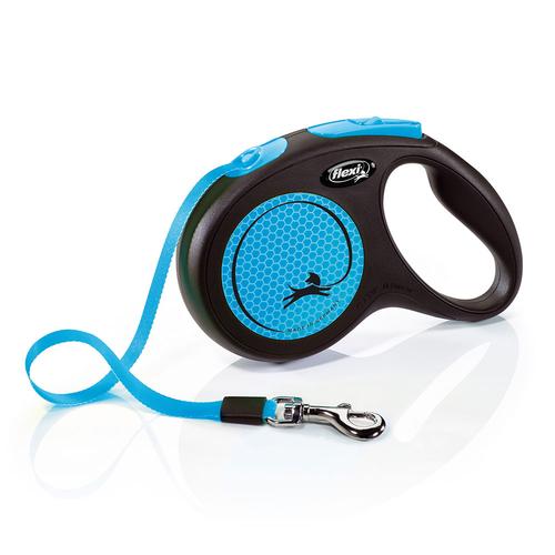 flexi New Neon Gurt-Leine blau, 5m/M: bis 25kg Hund