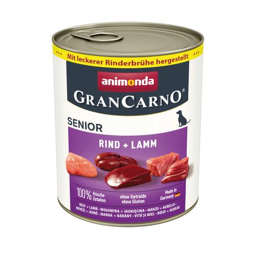 Sparpaket 24 x 800 g Rind & Lamm animonda GranCarno Original Senior Hundenassfutter