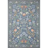 Blue/Green 114 x 90 x 0.13 in Area Rug - Rifle Paper Co. x Loloi Cotswolds COT-03 Willow Indigo Rug Polyester/Cotton | Wayfair COTWCOT-03IN007696