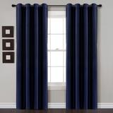 Lush Décor Insulated Grommet 100% Blackout Faux Silk Window Curtain Panel Navy Single 52x95 - Lush Decor 16T003719