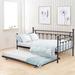 Trent Austin Design® Kempst 4 Piece Bedroom Set Metal Daybed Frame w/ Trundle & Nightstand Set Metal in Black | 39.1 H x 41.2 W x 78.9 D in | Wayfair