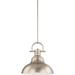 Breakwater Bay 1-Light Integrated LED Indoor Brushed Nickel Downrod Pendant w/ Bell-Shaped Bowl Metal in Gray | 13.5 H x 13.5 W x 14.25 D in | Wayfair